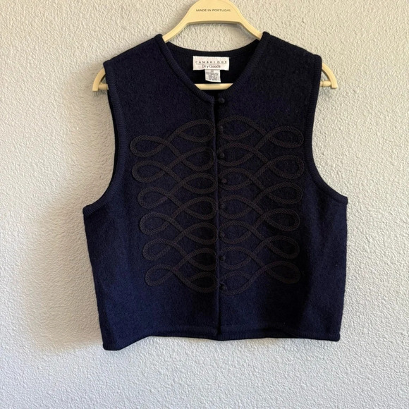 Cambridge Dry Goods Vest‎ Size Small 100% Boiled Wool Chinese Knot Closure - Picture 1 of 4